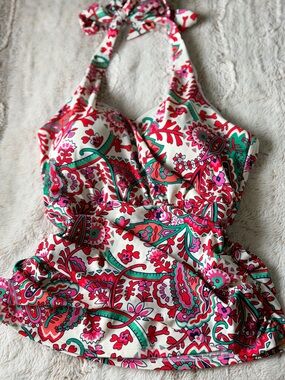 🌺🌞 BODEN Floral Tankini Top US 12 Built-In Bra Coastal It Girl Euro Summer Top